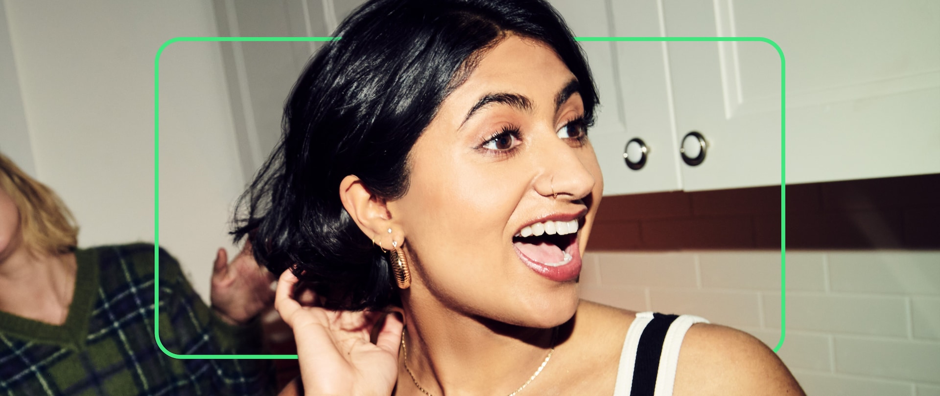 Issa from FX's Adults with a green Hulu outline